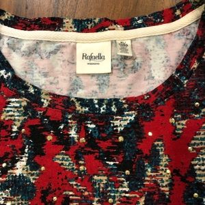 Rafaella XL long sleeve patterned stretchy tee with metallic stud trim